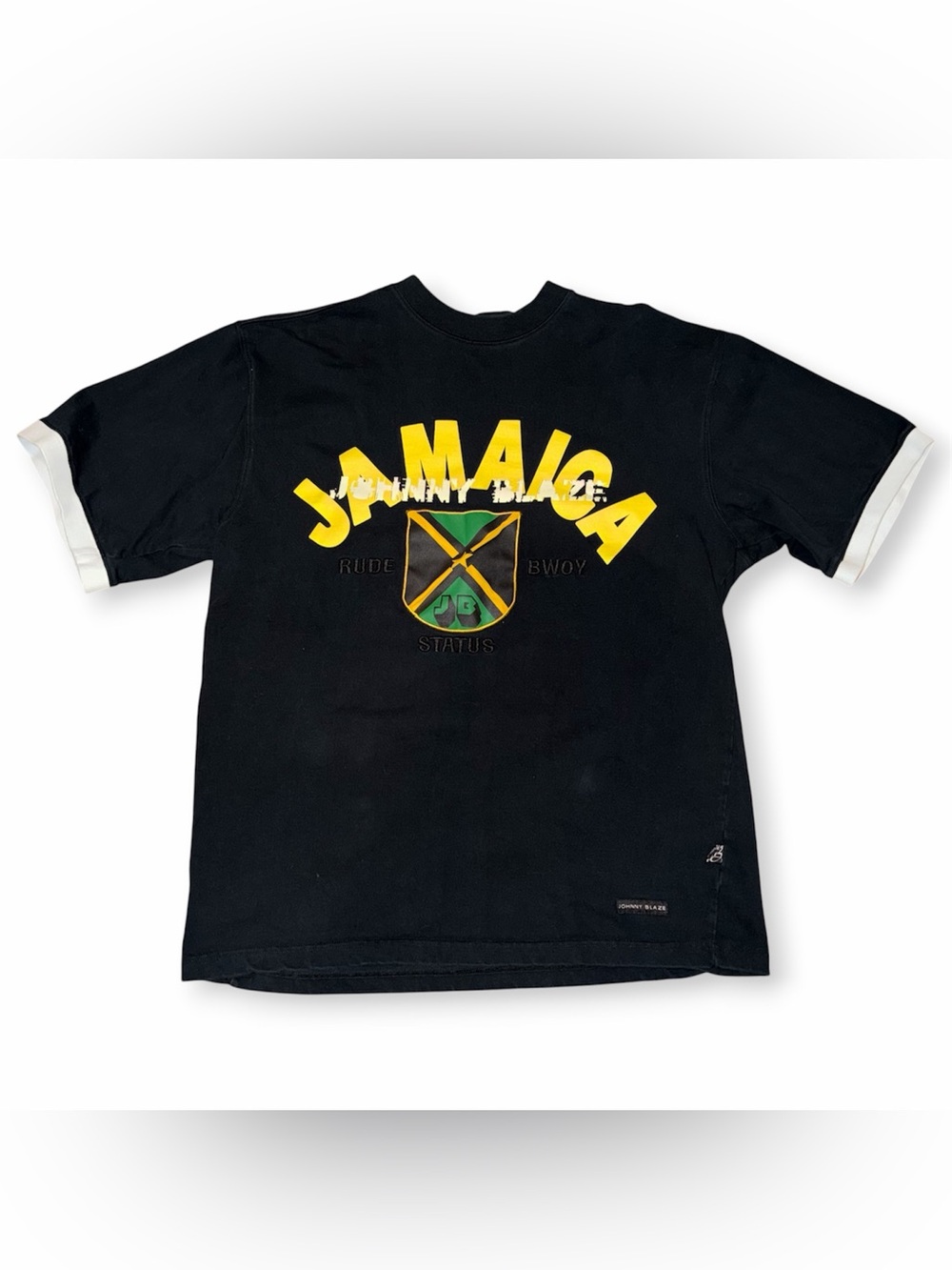 VTG Rare Early Johnny Blaze Signature T-Shirt Jamaica Rude Bwoy Status